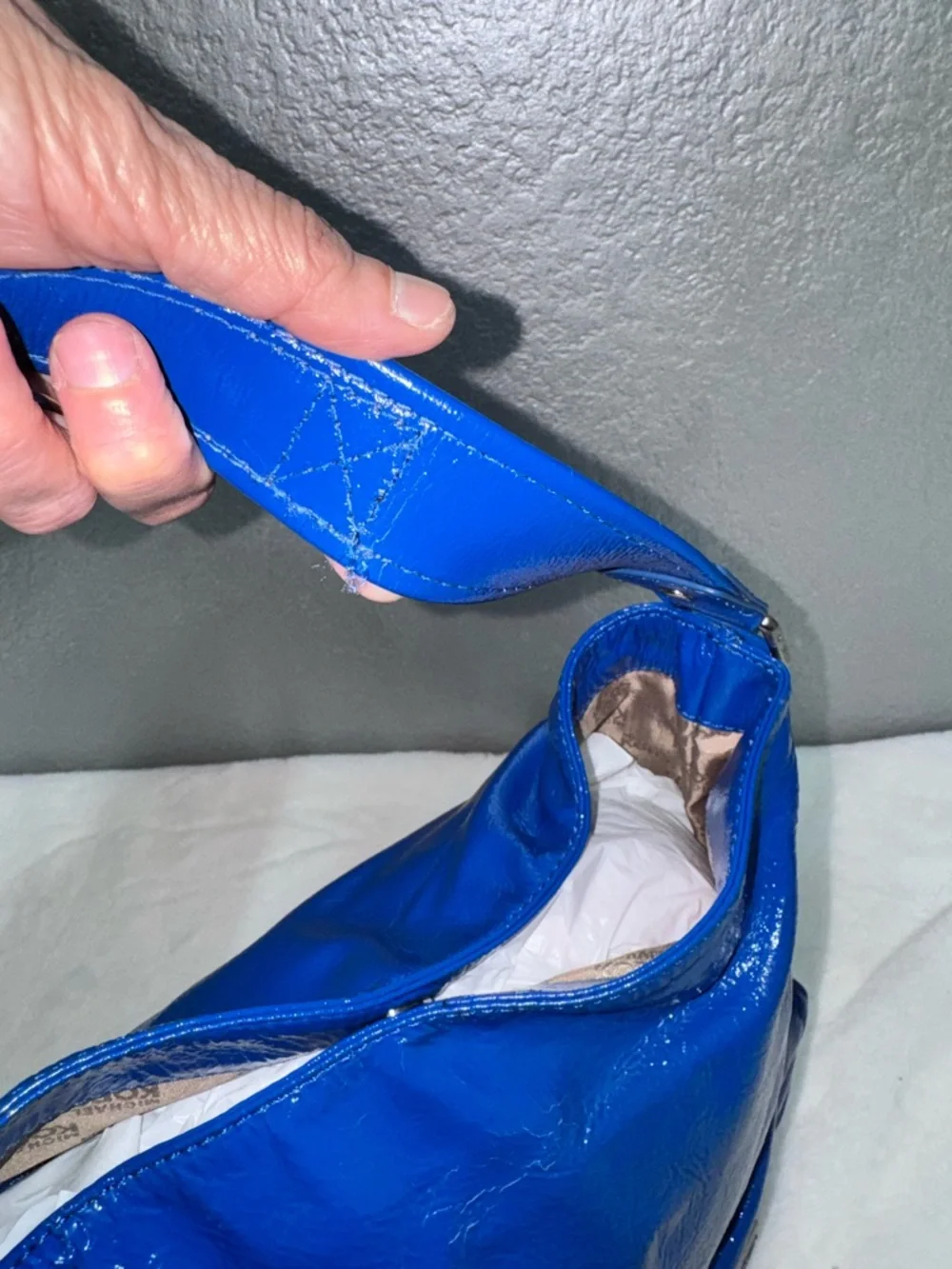 Patent Leather Shoulder Bag in Cobalt Blue - Picture 12 of 17